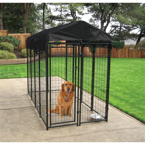 uptown premium steel boxed kennel kit|Lucky Dog Uptown Welded Wire Dog Kennel, Cover.